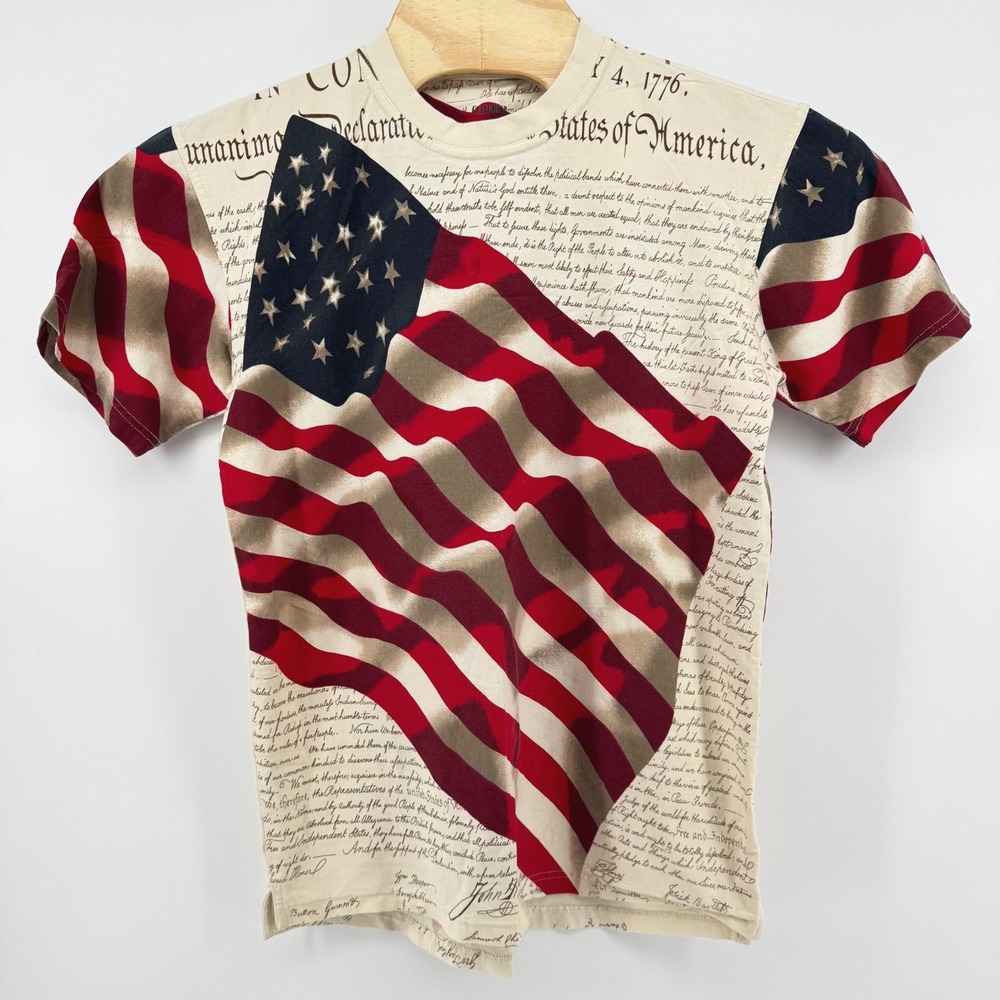 Guide Gear American Flag T-Shirt Mens Medium Red Blue‎ Declaration Independence - Picture 2 of 6
